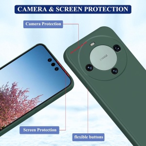 Husa de Protectie, Flippy, pentru Huawei Mate 60 Pro, Liquid Silicone, cu Microfibra pe Interior, Protectie Antisoc, Compatibil Incarcare Wireless, Verde - Img 6