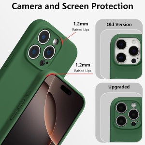 Husa de Protectie, Flippy, pentru iPhone 16 Pro, Liquid Silicone, cu Microfibra pe Interior, Protectie Antisoc, Compatibil Incarcare Wireless, Verde - Img 4