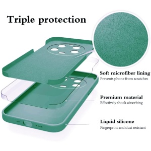 Husa de Protectie, Flippy, pentru Xiaomi 14 Ultra, Liquid Silicone, cu Microfibra pe Interior, Protectie Antisoc, Compatibil Incarcare Wireless, Verde - Img 2