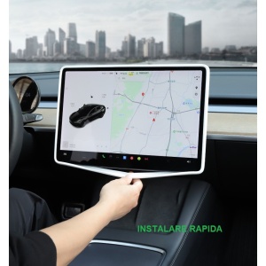 Husa de Protectie Margini Ecran Frontal Tesla, Flipp, Compatibil cu Tesla Model 3/Y, din TPE, Alb - Img 6