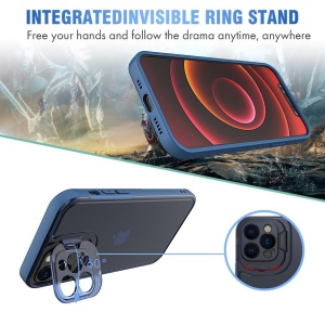 Husa de protectie pentru Apple iPhone 14, Flippy, Bracket series cu suport si protectie pentru camera, Albastru - Img 5