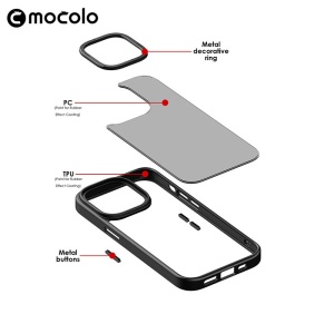 Husa de protectie pentru iPhone 14, cu suport metalic pentru camera, Bracket Series, Flippy, Protectie Antisoc, PC mat, silicon moale pe margini, Albastru - Img 3