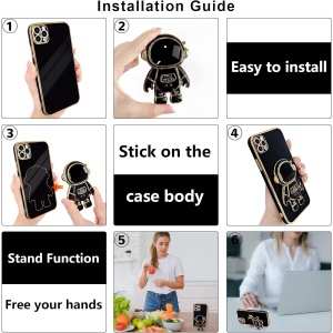 Husa de Protectie TPU 2in1, Flippy, pentru Apple iPhone 15 Pro Max, Astronaut cu Suport, Antisoc, Rezistenta la Impact, Protectie Camera, Negru - Img 2