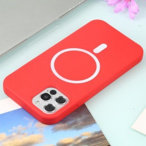Husa MagSafe liquid large hole magnetic shell pentru Apple iPhone 14 Pro, Full Cover, Liquid Silicone, Magnetica, Incarcare Wireless, Flippy, Rosu - Img 3