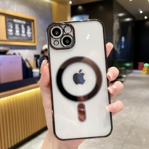 Husa MagSafe pentru Apple iPhone 11, Full Cover, Protectie camera, Margini colorate Electroplating, Magnetica, Incarcare Wireless, Flippy, Negru - Img 2