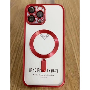 Husa MagSafe pentru Apple iPhone 14 Pro, Full Cover, Protectie camera, Margini colorate Electroplating, Magnetica, Incarcare Wireless, Flippy, Rosu - Img 2