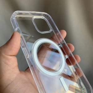 Husa MagSafe Silicone Acryl pentru iPhone 14 Pro, Flippy, ambalaj Blister Transparenta - Img 3