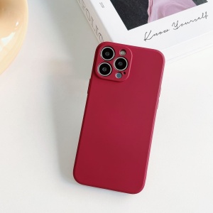 Husa pentru Apple iPhone 14 Flippy, Liquid Silicone, cu Microfibra pe interior, Protectie Antisoc, Wine red, Claret - Img 6