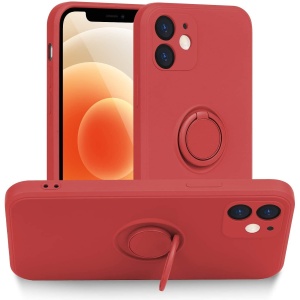 Husa protectie Flippy compatibila cu Apple iPhone 12 Liquid Silicone Ring cu suport rotativ Rosu - Img 9