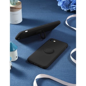 Husa protectie Flippy compatibila cu Apple iPhone 7/8/SE 2020 Liquid Silicone Ring cu suport rotativ Negru - Img 7