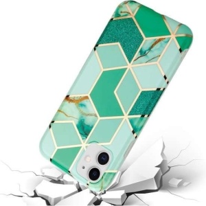 Husa protectie Flippy compatibila cu Samsung Galaxy A32 5G Soft IMD TPU Marble Geometric Verde - Img 2