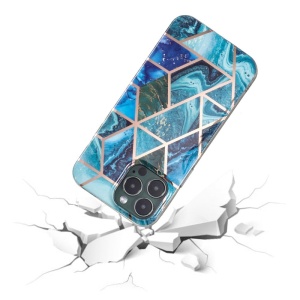 Husa protectie Flippy compatibila cu Samsung Galaxy S21 5G Soft IMD TPU Marble Geometric Albastru - Img 6