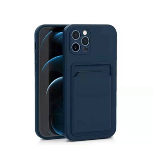 Husa protectie Flippy cu suport card compatibila cu Apple iPhone 12 Mini Albastru inchis