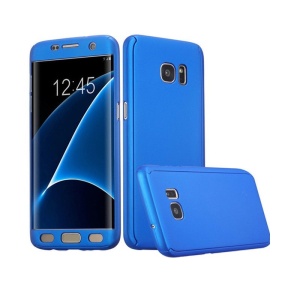 Husa Samsung Galaxy A7 2017 Full Cover 360 Albastru + Folie de protectie - Img 3