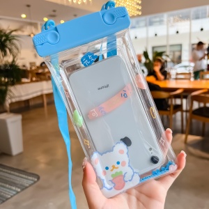 Husa subacvatica Fruity Waterproof Flippy, Snowproof, Universala, Impermeabila, cu Snur, pentru telefon sau documente, Berry Bear, Albastru - Img 2