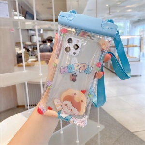 Husa subacvatica Fruity Waterproof Flippy, Snowproof, Universala, Impermeabila, cu Snur, pentru telefon sau documente, Happy Boy, Bleu - Img 4