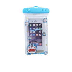Husa subacvatica Glitter Kids Waterproof Flippy, Snowproof, Universala, cu Snur, pentru telefon sau documente, Cat, Bleu - Img 1