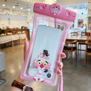 Husa subacvatica Mascot Waterproof Flippy, Snowproof, Universala, cu Snur, pentru telefon sau documente, Pantera, Roz - Img 2