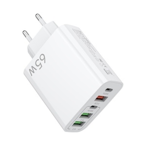 Incarcator Retea, Flippy, 5 Porturi, 65W Fast Charge, 3 x USB, 2 x Type-C, Universal Compatibil iPhone, Huawei, Samsung, Xiaomi, Alb - Img 1