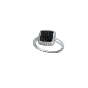 Inel de dama din Argint 925 cu model patrat si zirconii, marimea 53 - Img 1