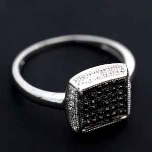 Inel de dama din Argint 925 cu model patrat si zirconii, marimea 53 - Img 6