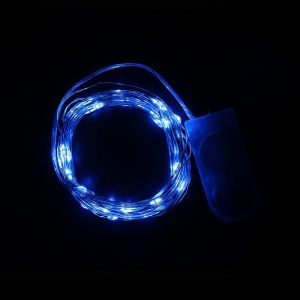 Instalatie Craciun, 1 metru, 10 LED-uri, Albastru, cu baterii, fir cupru, liniar, interior/exterior, Flippy - Img 3