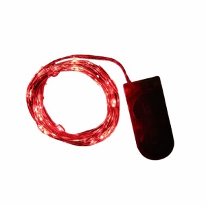 Instalatie Craciun, 1 metru, 10 LED-uri, Rosu, cu baterii, fir cupru, liniar, interior/exterior, Flippy - Img 3