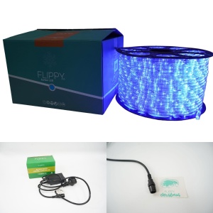 Instalatie Craciun, 20 m, 480 Led-uri, Furtun Luminos, Albastru, Transformator, 8 jocuri de lumini, Sectionabila, 220 V, Flippy - Img 11