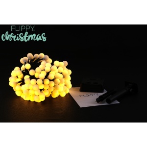 Instalatie Craciun, 22 metri, 200 de LED-uri cu ornament tip Bulb, 8 jocuri de lumini alb cald, cu energie solara, liniar, interior/exterior, Flippy - Img 3