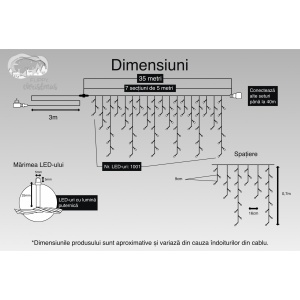 Instalatie Craciun, 35 m, 1001 Led-uri ,Franjuri, Rosu / Verde/ Albastru, Flash, Transformator cu telecomanda, Interconectabila, Prelungitor 3 m inclus, Fir Transparent, Flippy - Img 3