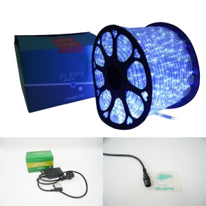 Instalatie Craciun, 46 m, 1104 Led-uri, Furtun Luminos, Alb rece/ Albastru, Transformator, 8 jocuri de lumini, Sectionabila, 220 V, Flippy - Img 6