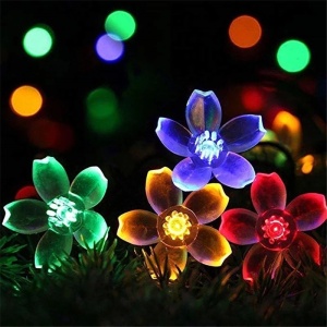 Instalatie Craciun, 6.5 metri, 30 Becuri LED tip Flori de cires, pentru exterior cu incarcare solara, Multicolor, Flippy - Img 5