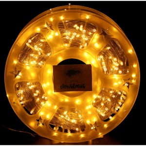 Instalatie Craciun liniara cu transformator, 100m, alb cald, 1000 LED-uri, fir transparent, 8 jocuri de lumini, Flippy - Img 1