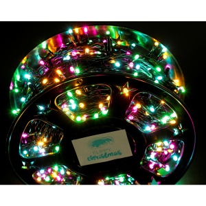 Instalatie Craciun liniara cu transformator, 100m, multicolor, 1000 LED-uri, fir negru, 8 jocuri de lumini, Flippy - Img 2