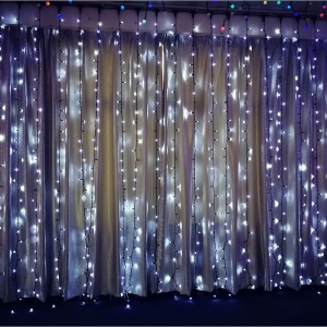 Instalatie Craciun Profesionala de Exterior IP65, Tip Perdea, 2m x 2m, 400 Led-uri Mari, Alb rece, cu flash, Alimentator si prelungitor 6,5 m, Interconectabila, Fir negru, Flippy - Img 8