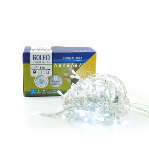 Instalatie Craciun, Tip Perdea, 1 m x 1 m, 60 LED-uri, Alb Rece, Controler, 8 jocuri de lumini, Interconectabila, Fir transparent, Interior/ Exterior, Flippy - Img 3