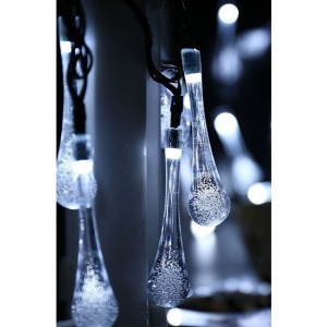 Instalatie Craciun, Tip Picaturi, 20 Led-uri, 5 metri, Alb rece, Energie solara, Senzor de lumina, Flippy - Img 2