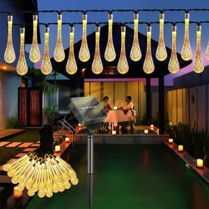 Instalatie Craciun, Tip Picaturi de apa, 20 Led-uri, 5 metri, Alb cald, Energie solara, Senzor de lumina, Flippy - Img 2