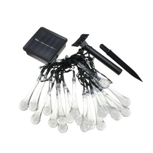Instalatie Craciun, Tip Picaturi de apa, 20 Led-uri, 5 metri, Alb cald, Energie solara, Senzor de lumina, Flippy - Img 1