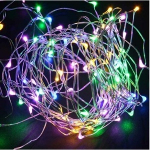 Instalatie de Craciun cu Baterii Tip Liniar, 2 jocuri de lumini, Fir Cupru 10 m 100 LED -uri, Multicolor - Img 2