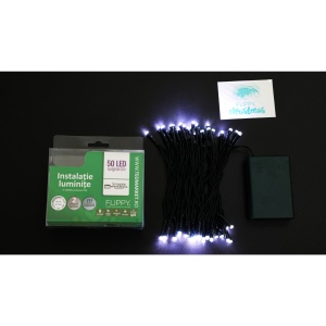 Instalatie de Craciun cu Baterii Tip Liniar, 2 jocuri de lumini, Fir Verde 5 m 50 LED -uri, Alb Rece - Img 6
