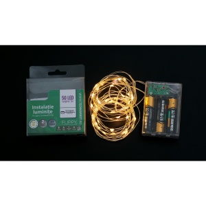 Instalatie de Craciun, Liniara, 5 m, Baterii, 50 LED-uri, Alb Cald, Fir Cupru, 2 Jocuri de Lumini, Interior/Exterior, Flippy - Img 11