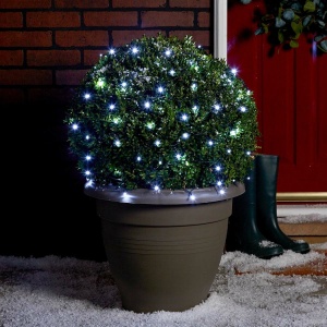 Instalatie de Craciun liniara Yoto, 10 m, din care 1 m cablu priza 220V, 100 LED, 8 jocuri de lumini, controler, fir negru, alb rece - Img 1