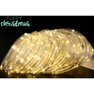 Instalatie luminoasa de Craciun tip furtun luminos, 300 LED-uri, 32 metri lungime, 8 programe, 2 metri prelungitor, sarma din cupru, incarcare solara, alb cald, Flippy - Img 4
