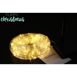 Instalatie luminoasa de Craciun tip furtun luminos, 300 LED-uri, 32 metri lungime, 8 programe, 2 metri prelungitor, sarma din cupru, incarcare solara, alb cald, Flippy - Img 8