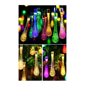 Instalatie Solara 6 m, 28 Led-uri cu Ornament tip picatura de apa, Liniara, Fir negru, Multicolor - Img 5