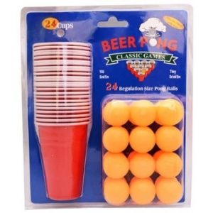 Joc de baut Beer Pong Flippy, 24 Pahare, 24 Mingi, material plastic, reutilizabil, portabil, rosu - Img 5