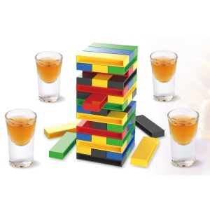 Joc de Baut Flippy, Turn Jenga din Plastic, cu 4 Pahare de Shot, +18 Ani, Multicolor - Img 3