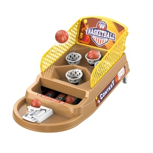 Joc de Masa Mini Baschet Interactiv pentru Copii, Flippy, 4 Cosuri, 3 Mingi Incluse, 23.5x11.5x14 cm, Maro - Img 1