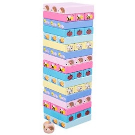 Joc de Societate, Flippy, pentru Copii, din Lemn, Interactiv, Distractiv, Jenga Stack High Blocks, cu Zar, 51 de Piese Animate, 24.5x18x5 cm, Multicolor - Img 7